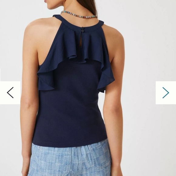 Anthropologie Maeve Ruffled Rib Halter Tank - Picture 2 of 6